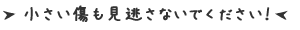 小さい傷も見逃さないでください！